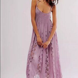 Free People Hailee Slip Intimately Tie Scoop Neck Pleated Strap Maxi Dress S